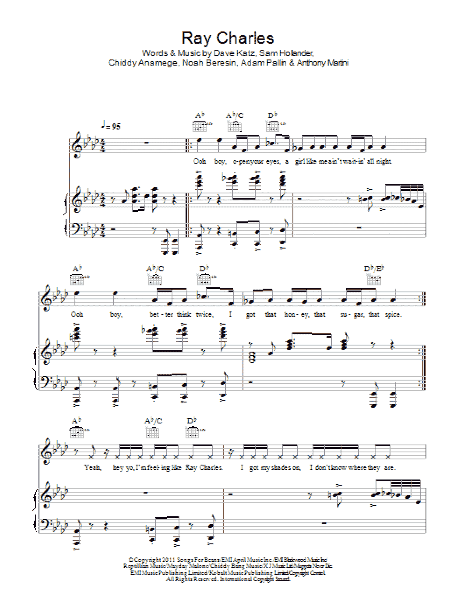 Ray Charles (Piano, Vocal & Guitar Chords)