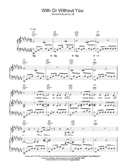 page one of With Or Without You (Piano, Vocal & Guitar Chords)