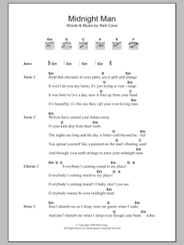 page one of Midnight Man (Guitar Chords/Lyrics)