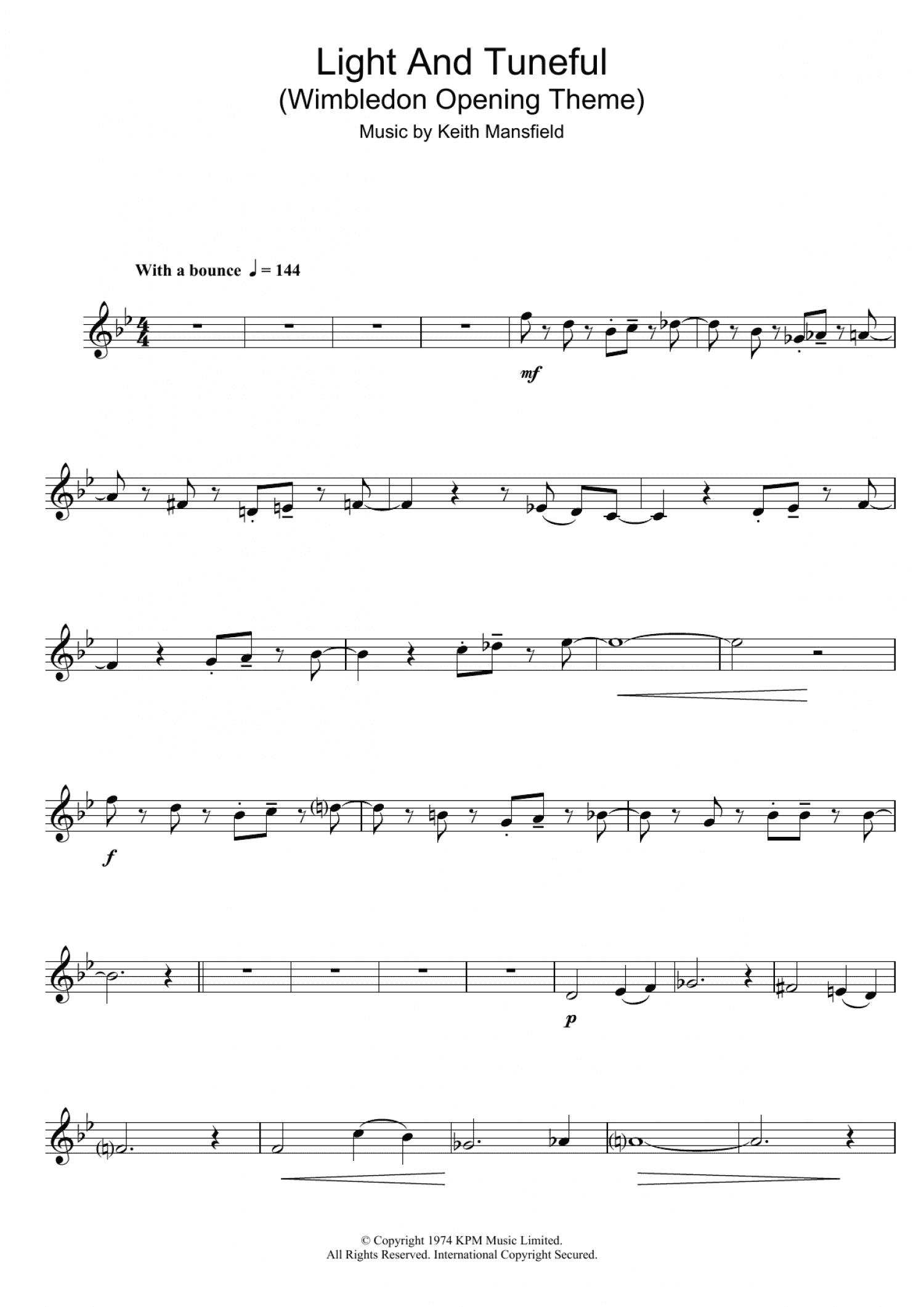 Light And Tuneful (Wimbledon Opening Theme) (Flute Solo)