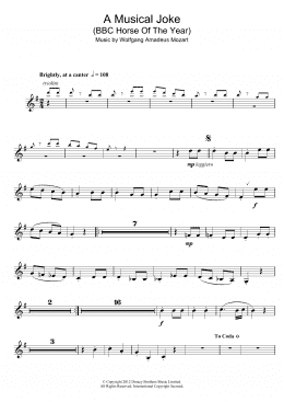 page one of A Musical Joke (Clarinet Solo)