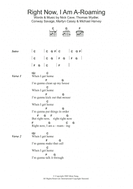 page one of Right Now I'm A-Roaming (Guitar Chords/Lyrics)