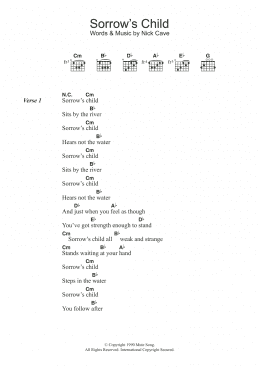 page one of Sorrow's Child (Guitar Chords/Lyrics)