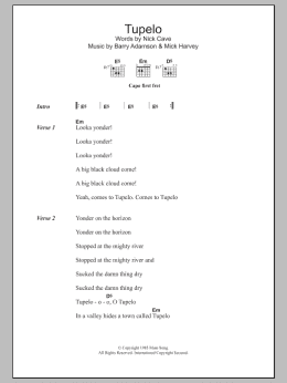 page one of Tupelo (Guitar Chords/Lyrics)
