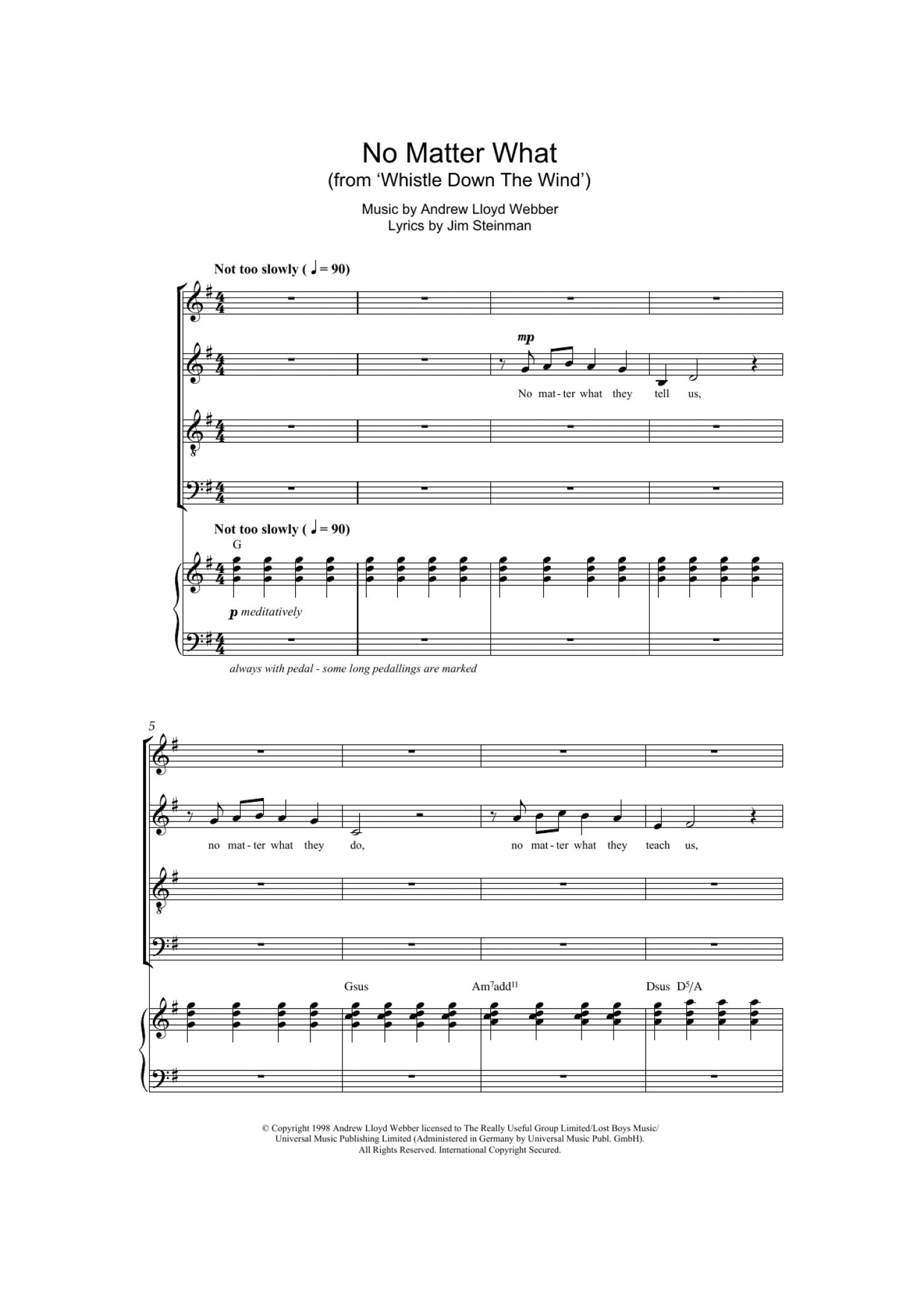 No Matter What (from Whistle Down The Wind) (SATB Choir)