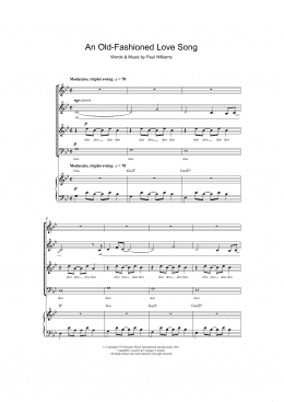 page one of An Old Fashioned Love Song (SATB Choir)