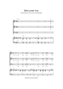page one of She Loves You (arr. Barrie Carson Turner) (SAB Choir)