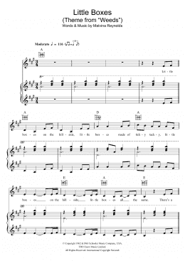 page one of Little Boxes (Theme from "Weeds") (featuring Adrienne Stiefel) (Piano, Vocal & Guitar Chords)