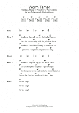page one of Worm Tamer (Guitar Chords/Lyrics)