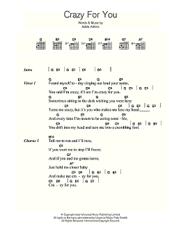 page one of Crazy For You (Guitar Chords/Lyrics)