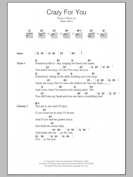 page one of Crazy For You (Guitar Chords/Lyrics)