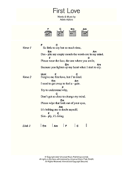 page one of First Love (Guitar Chords/Lyrics)