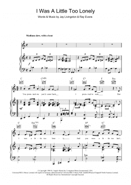 page one of I Was A Little Too Lonely (Piano, Vocal & Guitar Chords)