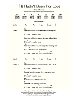 page one of If It Hadn't Been For Love (Guitar Chords/Lyrics)