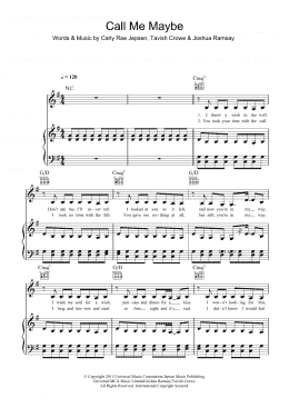 page one of Call Me Maybe (Piano, Vocal & Guitar Chords)