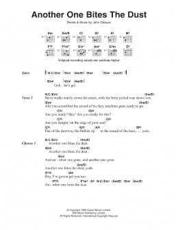page one of Another One Bites The Dust (Guitar Chords/Lyrics)
