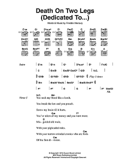 page one of Death On Two Legs (Dedicated To...) (Guitar Chords/Lyrics)