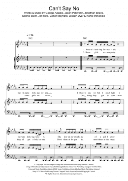 page one of Can't Say No (Piano, Vocal & Guitar Chords)