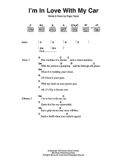 page one of I'm In Love With My Car (Guitar Chords/Lyrics)