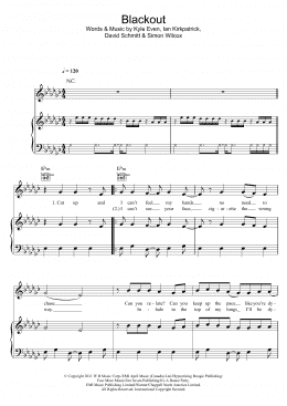 page one of Blackout (Piano, Vocal & Guitar Chords)