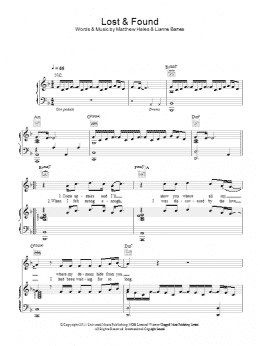 page one of Lost & Found (Piano, Vocal & Guitar Chords)