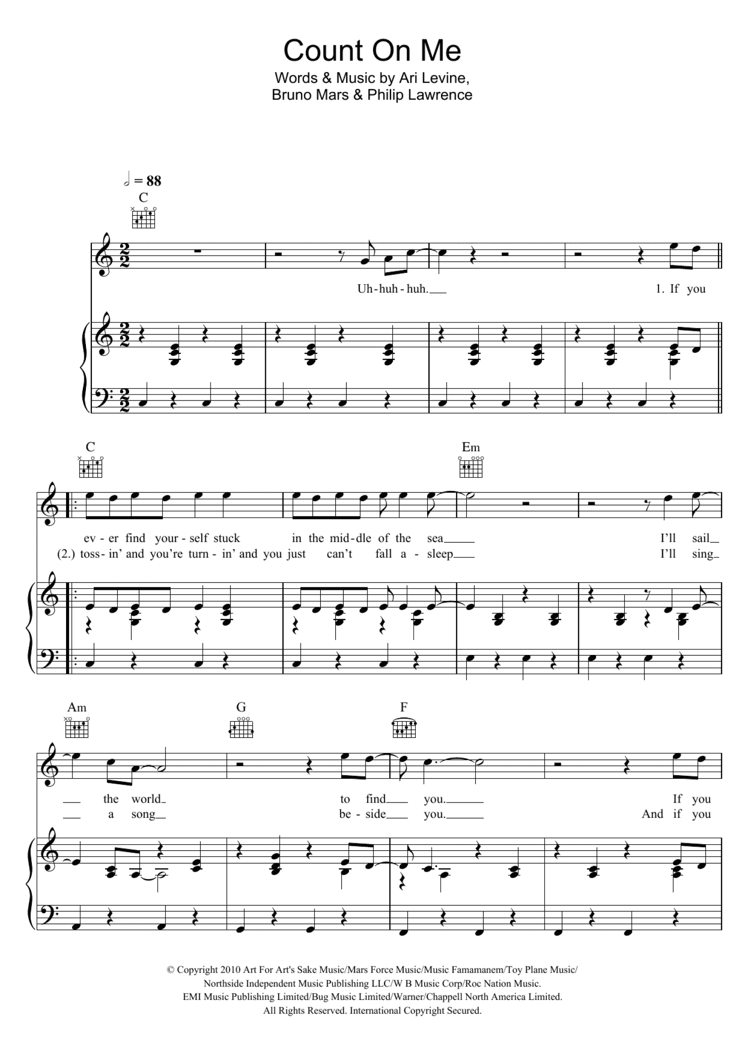 Count On Me (Piano, Vocal & Guitar Chords)