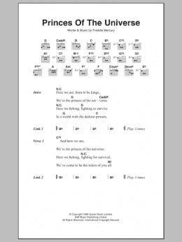 page one of Princes Of The Universe (Guitar Chords/Lyrics)