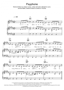 page one of Payphone (featuring Wiz Khalifa) (Piano, Vocal & Guitar Chords)