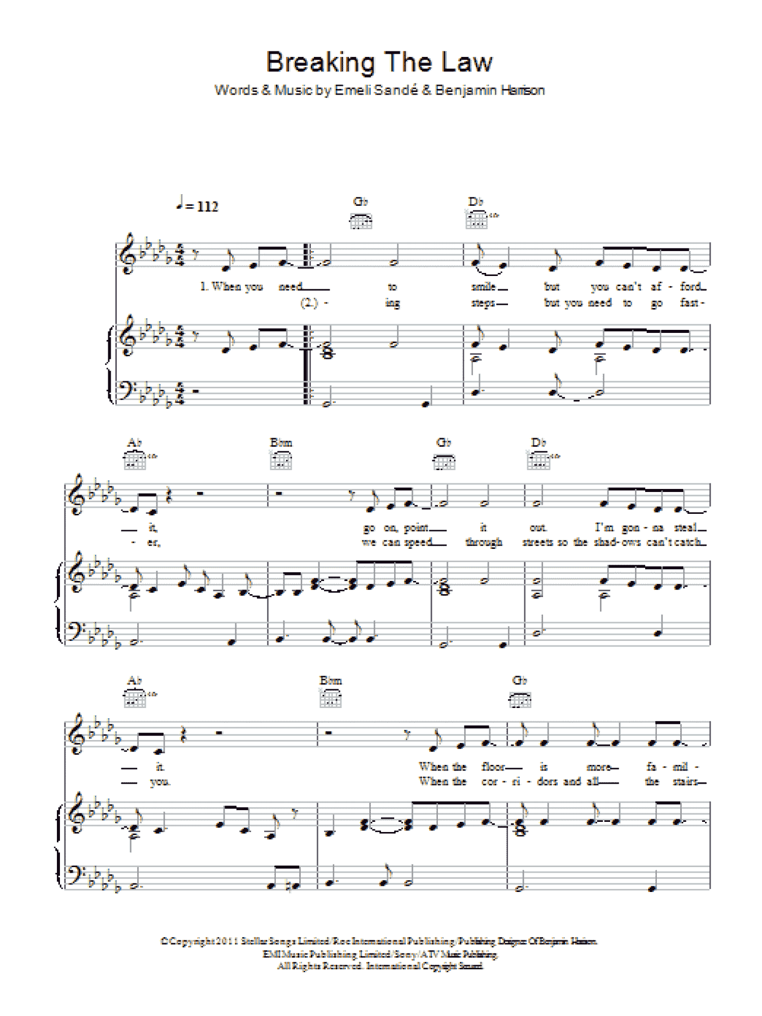 Breaking The Law (Piano, Vocal & Guitar Chords)