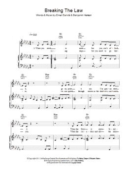 page one of Breaking The Law (Piano, Vocal & Guitar Chords)