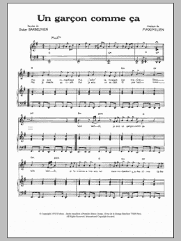 page one of Un Garcon Comme Ca (Piano & Vocal)