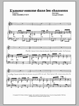 page one of L'Amour Comme Dans Les Chansons (Piano & Vocal)