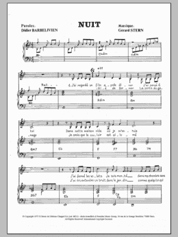 page one of Nuit (Piano & Vocal)