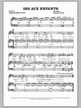 page one of Dis Aux Enfants (Piano & Vocal)