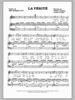 page one of La Verite (Piano & Vocal)