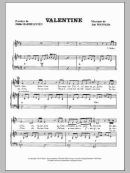 page one of Valentine (Piano & Vocal)