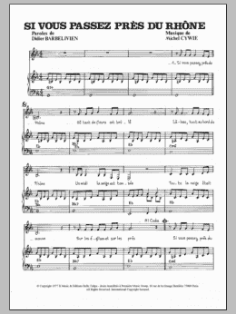 page one of Si Vous Passez Pres Du Rhone (Piano & Vocal)