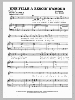 page one of Fille A Besoin D'amour (Piano & Vocal)