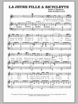 page one of La Jeune Fille A Bicyclette (Piano & Vocal)