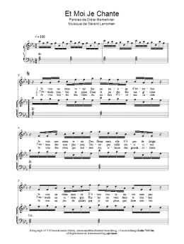 page one of Et Moi Je Chante (Piano & Vocal)