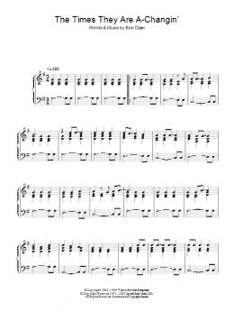 page one of The Times They Are A-Changin' (Piano Solo)