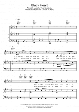 page one of Black Heart (Piano, Vocal & Guitar Chords)