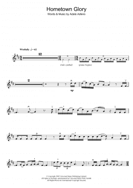 page one of Hometown Glory (Violin Solo)