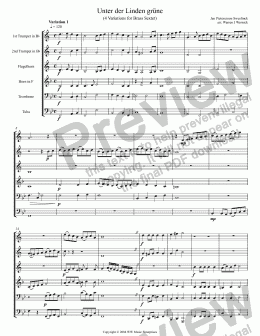 page one of Unter der Linden grune (4 Variations for Brass Sextet)
