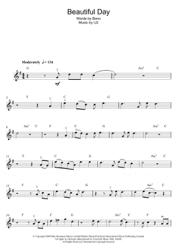 page one of Beautiful Day (Violin Solo)
