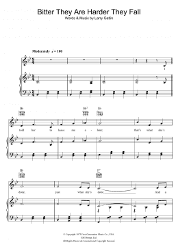 page one of Bitter They Are Harder They Fall (Piano, Vocal & Guitar Chords)