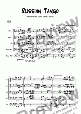 page one of "A Russian Tango" for Stringquartet and Bass