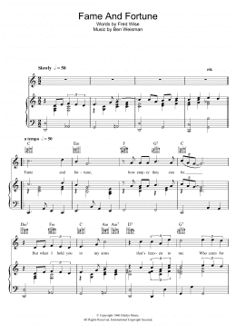 page one of Fame And Fortune (Piano, Vocal & Guitar Chords)