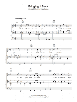 page one of Bringing It Back (Piano, Vocal & Guitar Chords)