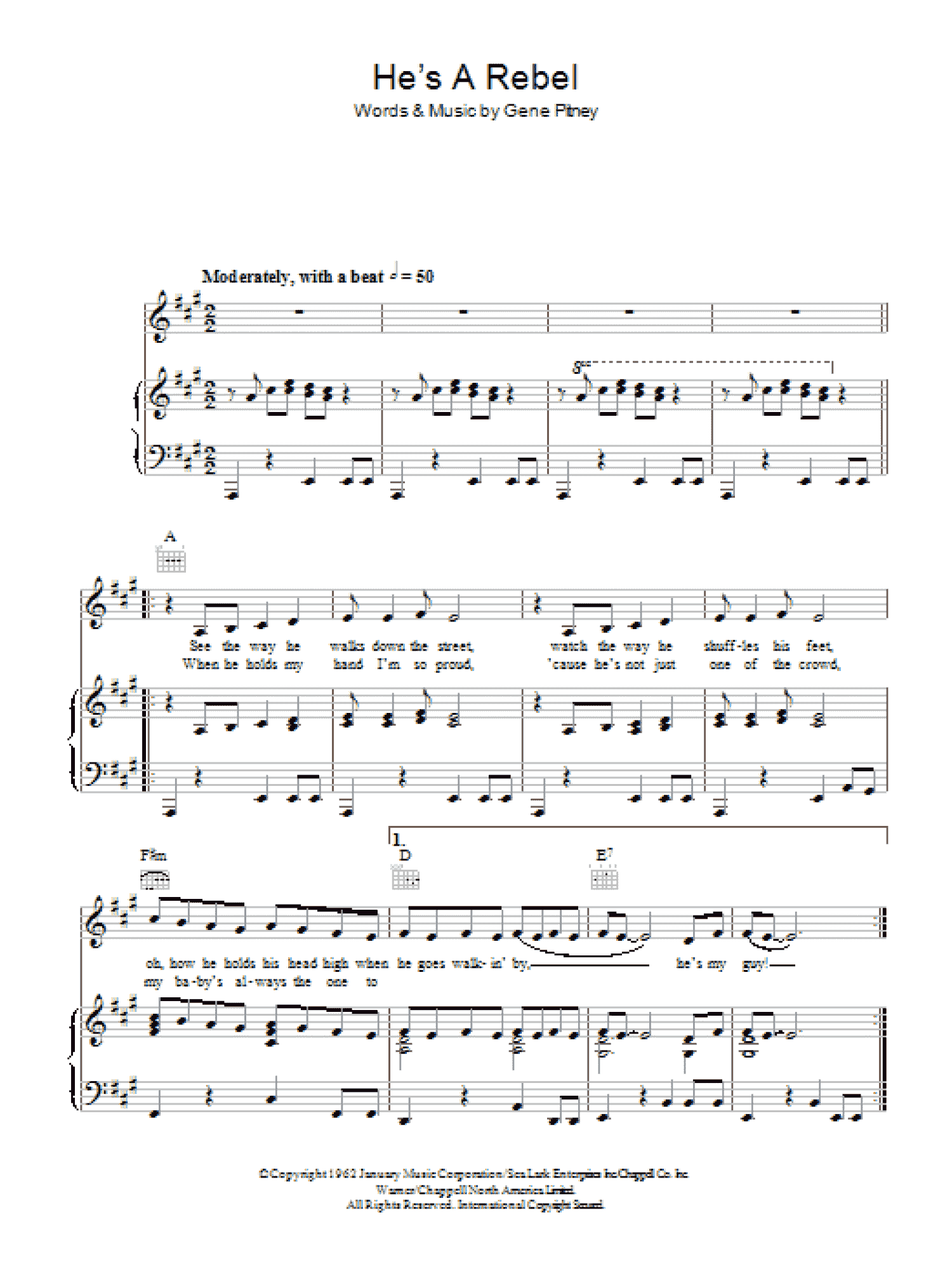 He's A Rebel (Piano, Vocal & Guitar Chords)